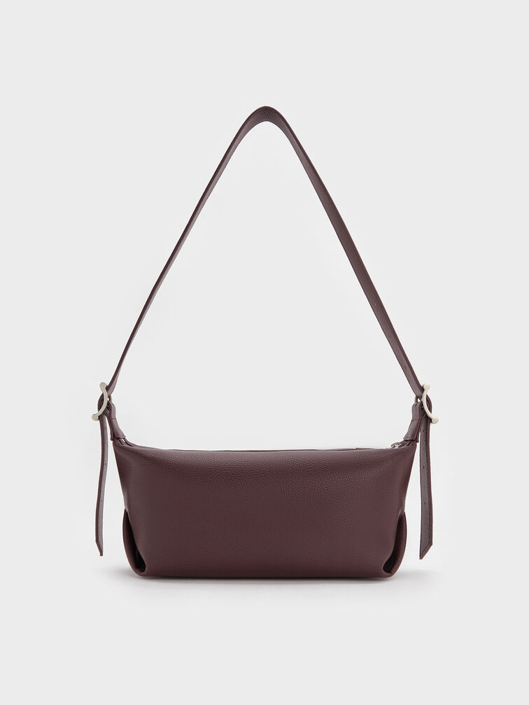 Larsen Buckle-Strap Slouchy Shoulder Bag, Plum, hi-res