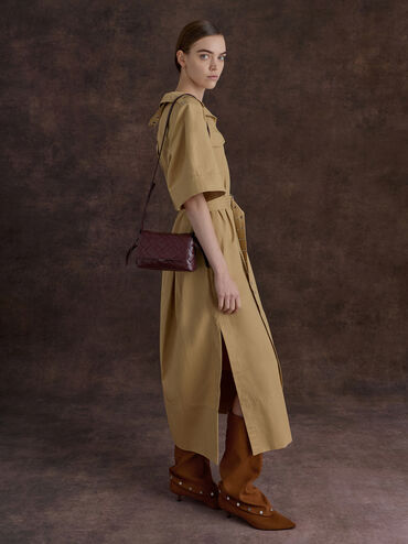 Ivette Woven Crossbody Bag, Wineberry Red, hi-res