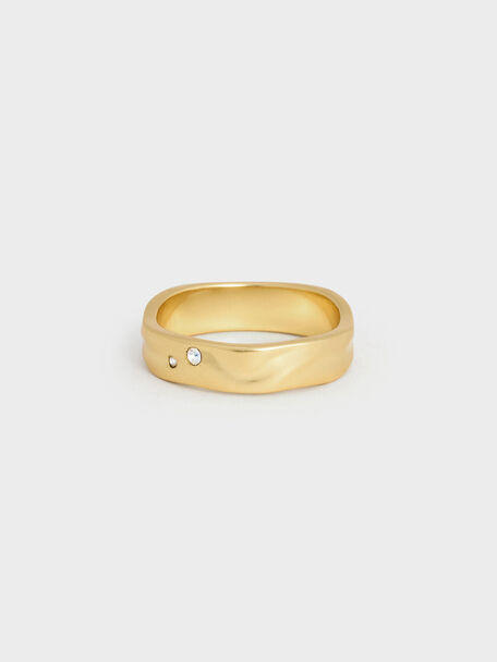 Ottilie Crystal Sculptural Ring, Brush Gold, hi-res