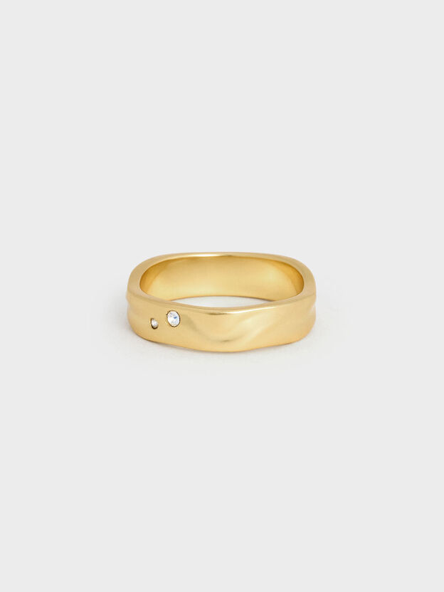 Ottilie Crystal Sculptural Ring, Brush Gold, hi-res