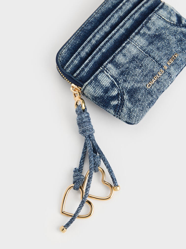 Ciara Denim Top-Zip Card Holder, Denim Blue, hi-res