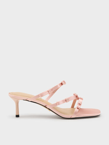 Jessy Bow Heeled Sandals, Pink, hi-res
