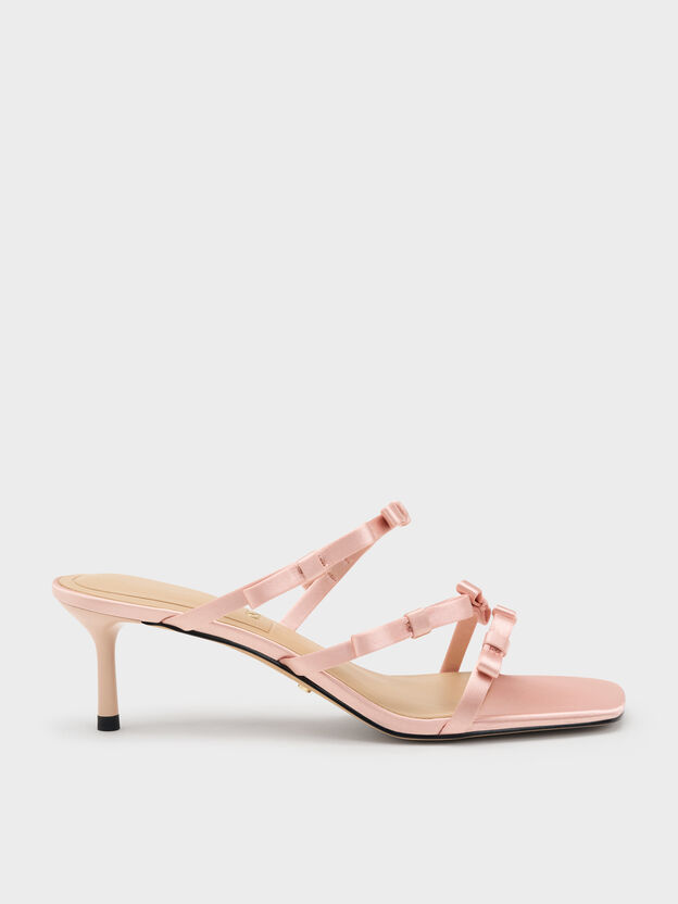 Jessy Bow Heeled Sandals, Pink, hi-res