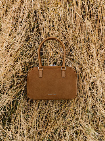 Sianna Recycled Suede Bowling Bag, Sienna Brown, hi-res