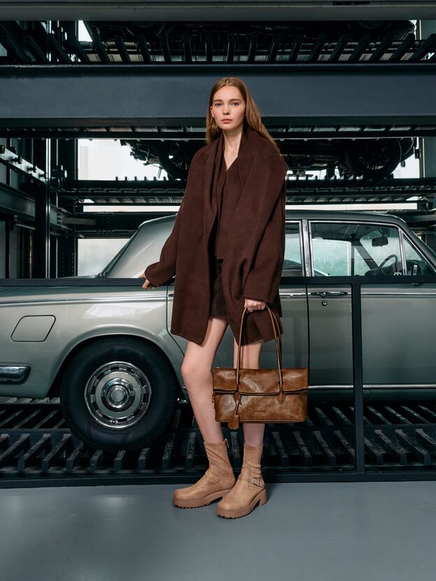 Aveline Front-Flap Shoulder Bag, Pecan Brown, hi-res