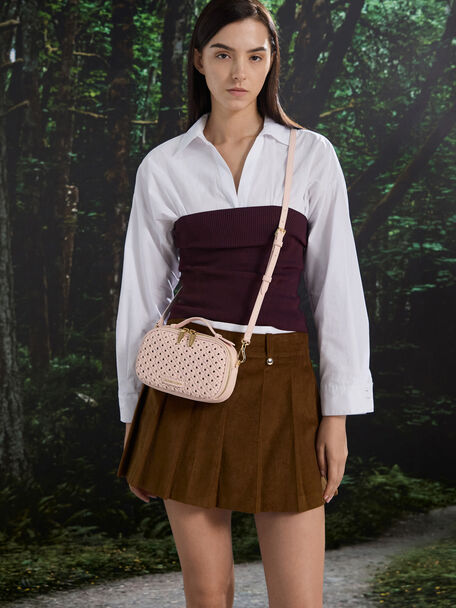 Azure Woven Crossbody Bag, Soft Pink, hi-res