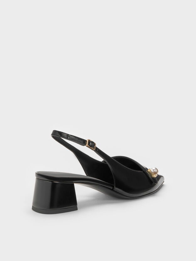 Marie Pearl Slingback Pumps, Black Box, hi-res