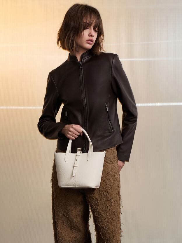 Mini Beryl Belted Bucket Bag, Cream, hi-res
