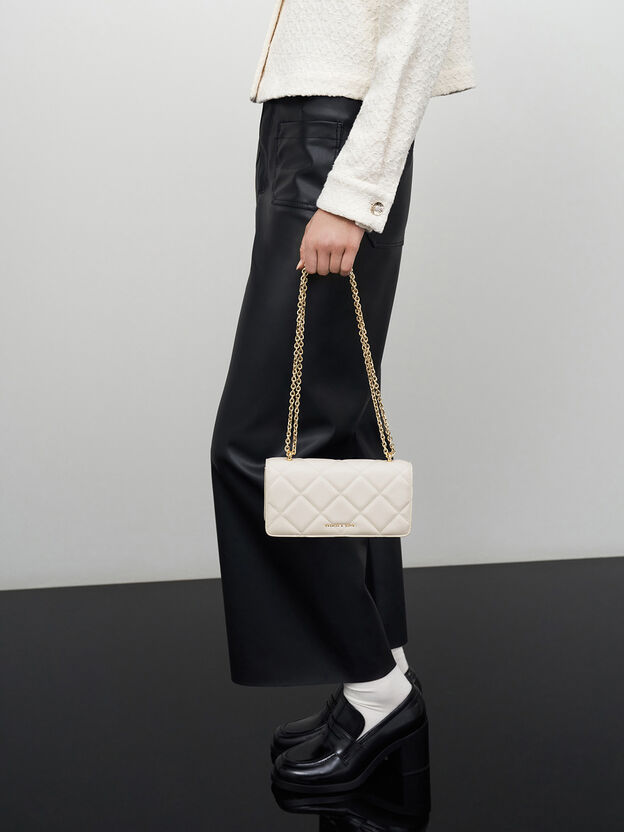 Paffuto Quilted Wallet On Chain, Cream, hi-res