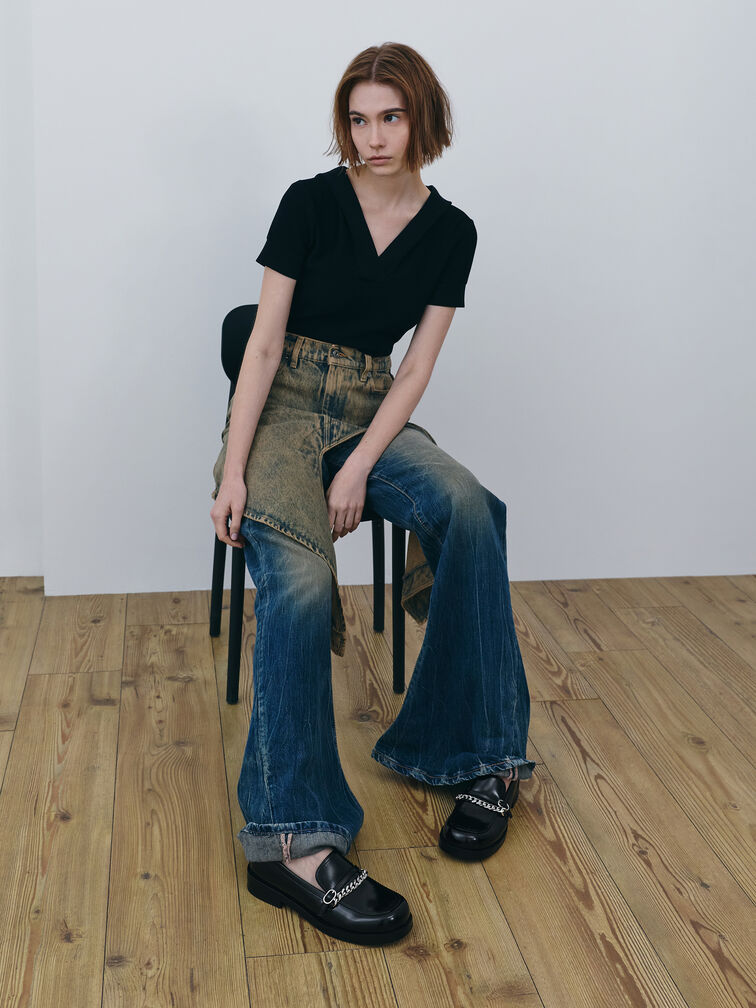 Georgie Chain Loafers, Black Box, hi-res