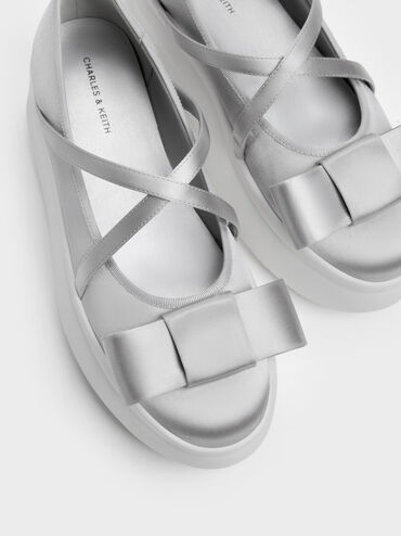 Brantley Bow Platform Mary Janes, Grey, hi-res