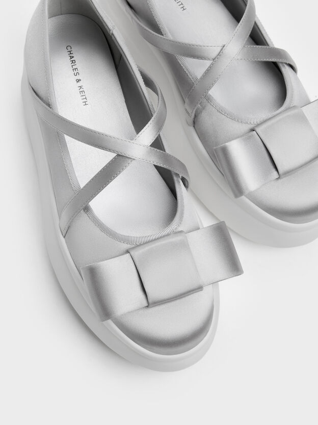Brantley Bow Platform Mary Janes, Grey, hi-res