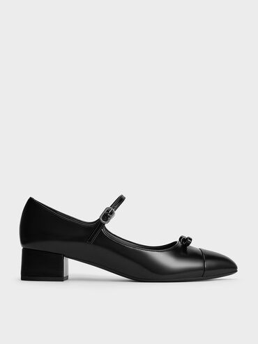 Bow Cap-Toe Mary Jane Pumps, Black Box, hi-res