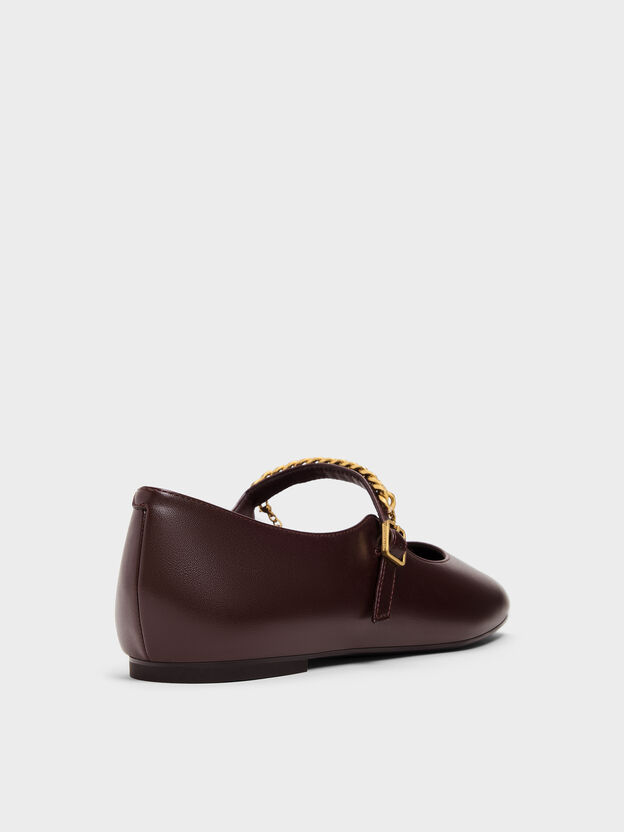 Double-Chain Charm Mary Jane Flats, Burgundy, hi-res