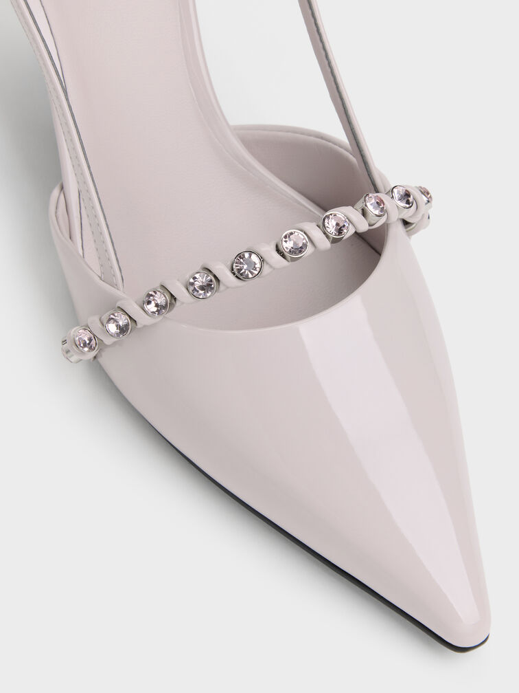 Patent Crystal Slingback Pumps, Lilac, hi-res