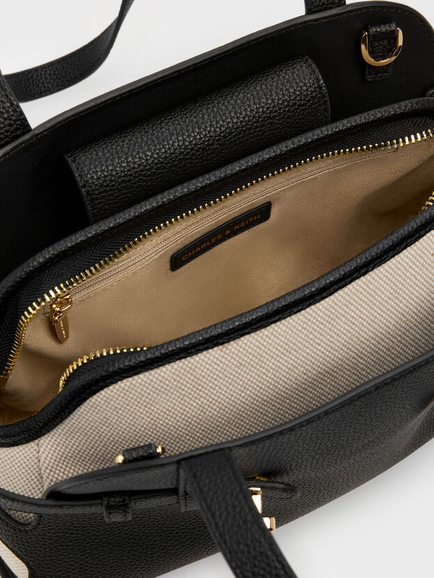 Aubrielle Belted Shoulder Bag, Black, hi-res