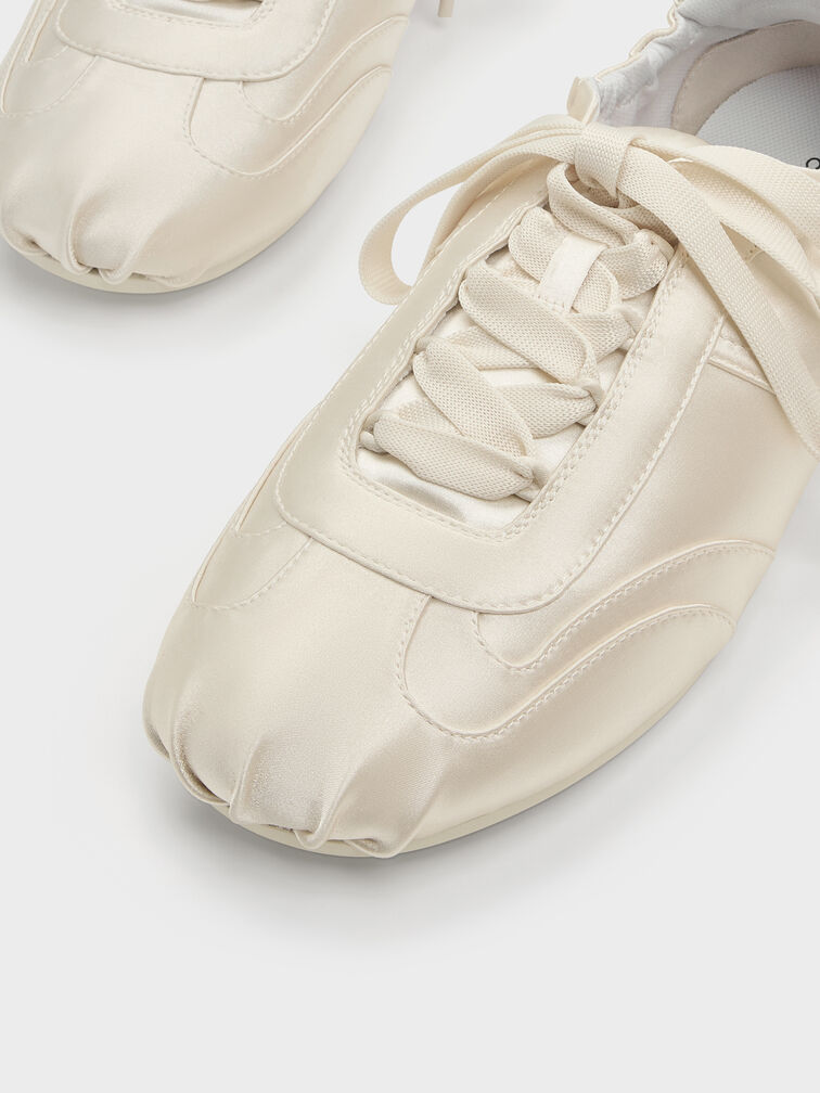 Cece Satin Ruched Sneakers, Chalk, hi-res