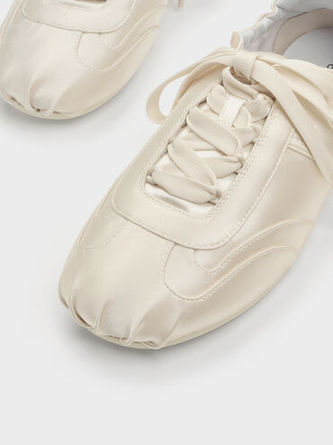 Cece Satin Ruched Sneakers, Chalk, hi-res