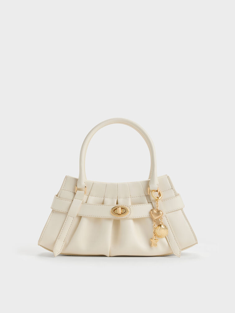Isolde Belted Ruched Crossbody Bag, Cream, hi-res