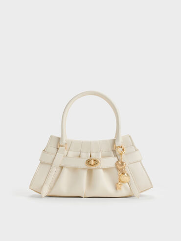 Isolde Belted Ruched Crossbody Bag, Cream, hi-res