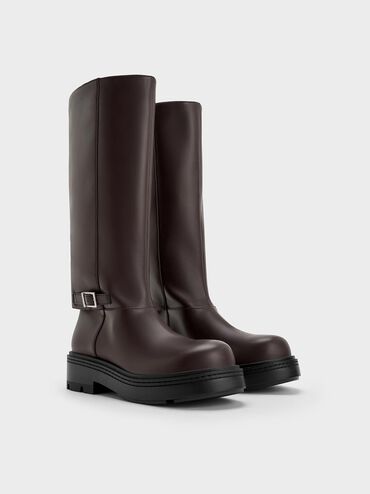 Davis Buckled Fold-Over Boots, Burgundy, hi-res