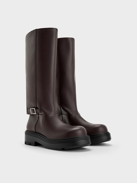 Davis Buckled Fold-Over Boots, Burgundy, hi-res