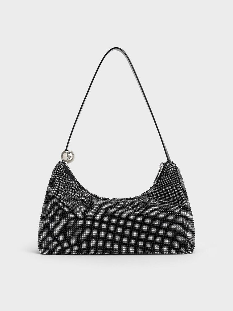 Patent Crystal-Embellished Two-Way Bag, Noir, hi-res