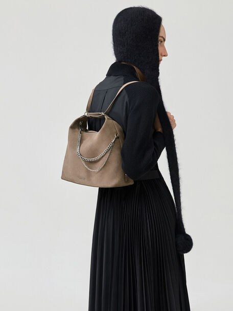 Atwood Chain Convertible Hobo Bag, Stone Grey, hi-res