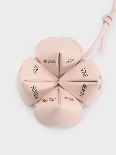 Four-Leaf Clover Heart Charm, Powder Pink, hi-res