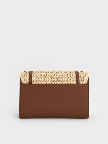 Shalia Raffia Chain-Strap Shoulder Bag, Natural Raffia, hi-res