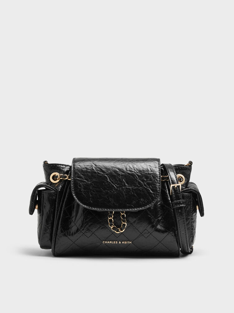 Duo Quilted Two-Way Front Flap Backpack, Black, hi-res