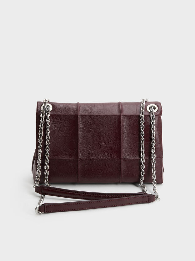 Delfina Quilted Chain-Strap Shoulder Bag, Wineberry Red, hi-res