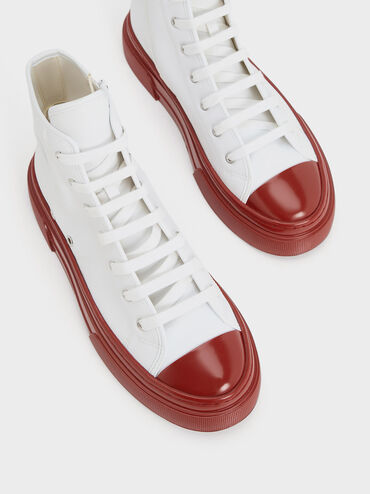 Kay Two-Tone High-Top Sneakers, Red, hi-res