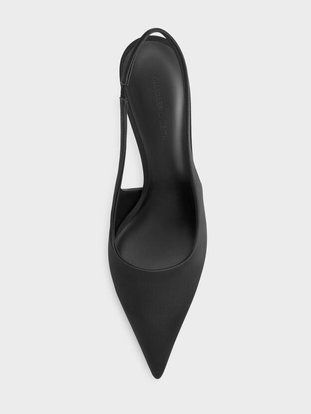 Brantley Bow Slingback Pumps, Black Textured, hi-res