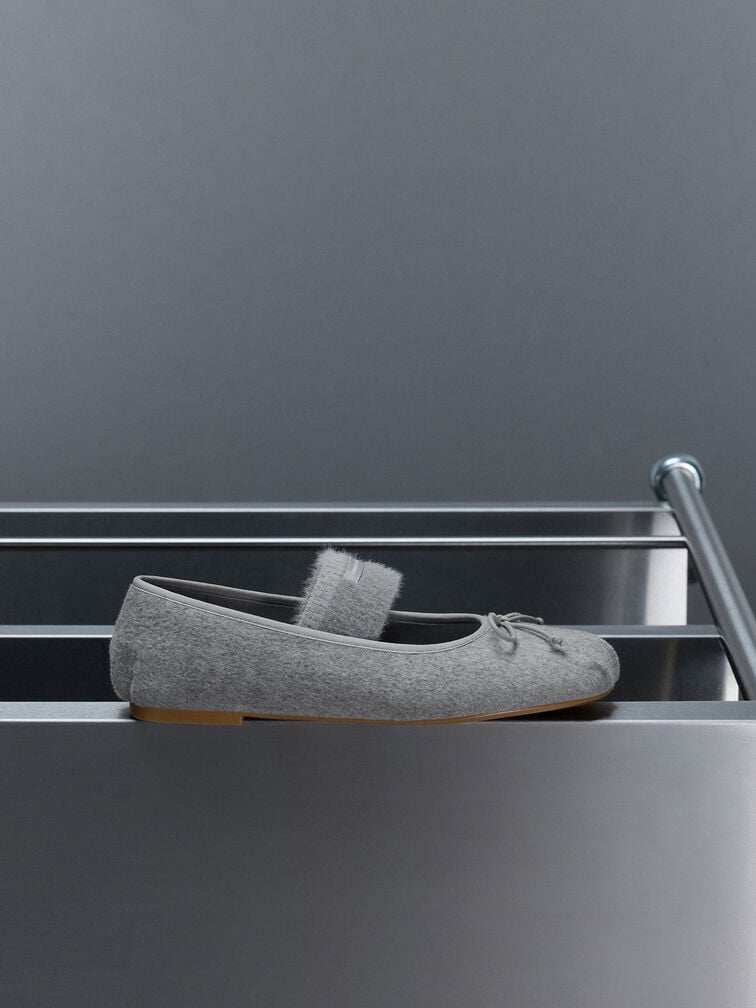 Winona Felt Mary Jane Flats, Light Grey, hi-res