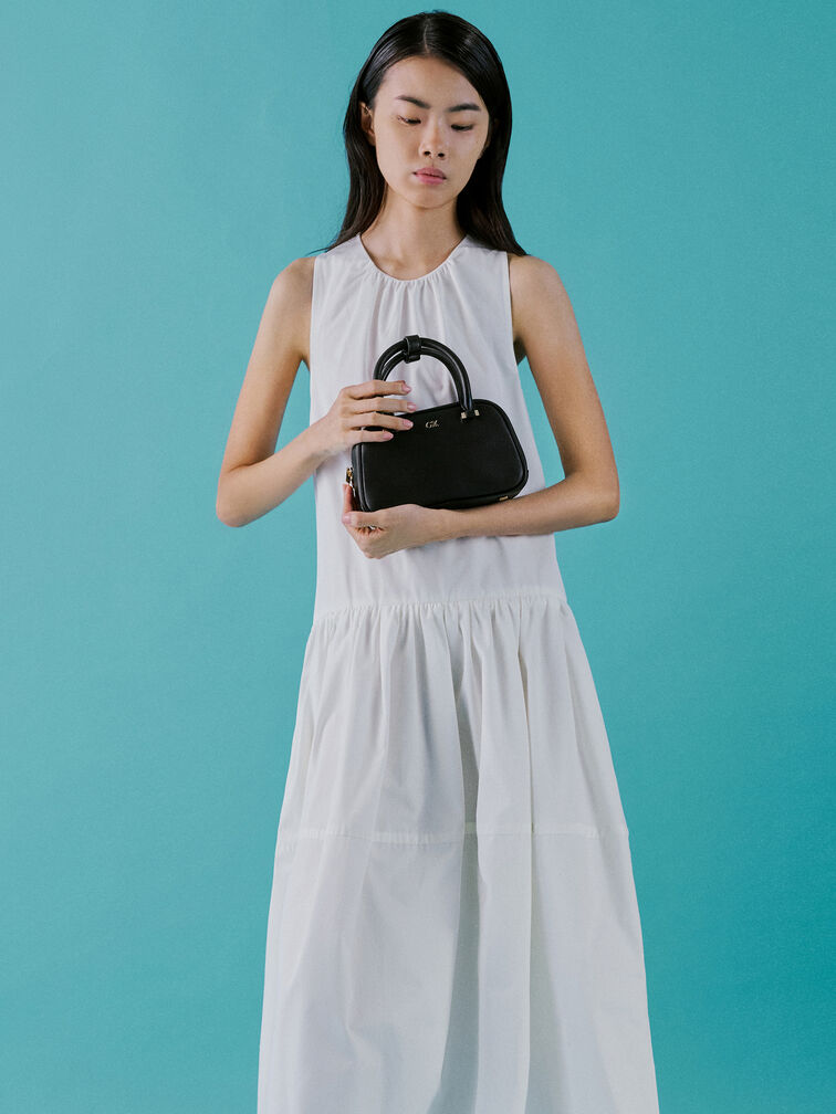 Leather Bowling Bag, Black, hi-res