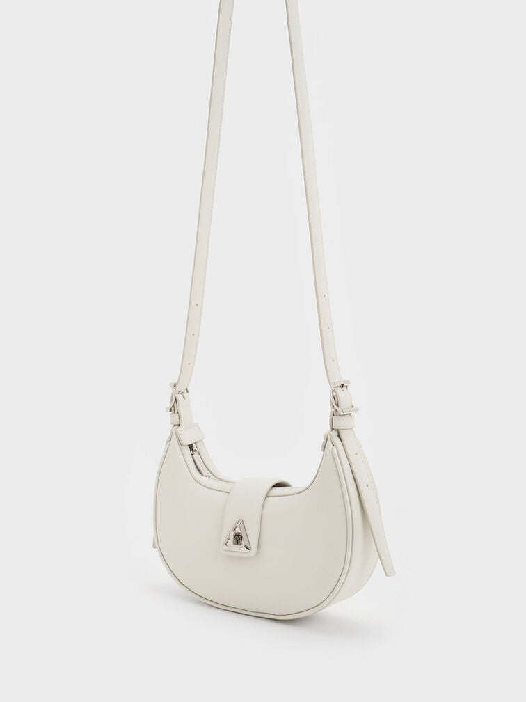 Trice Metallic-Accent Belted Shoulder Bag, Chalk, hi-res