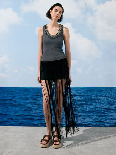 Double-Strap Espadrille Flatform Sandals, Brown, hi-res