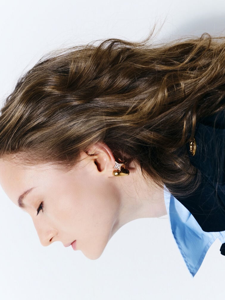 Annalise Huggie Earrings, Silver, hi-res