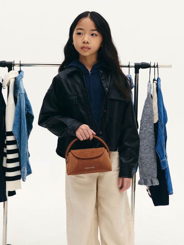 Girls' Nelly Corduroy Top Handle Bag, Brown, hi-res