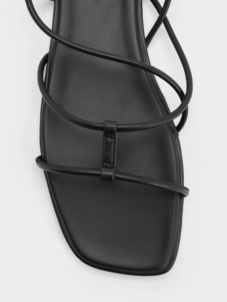 Square-Toe Strappy Sandals, Black, hi-res