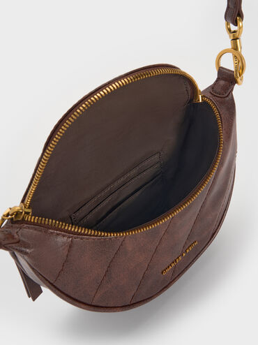 Philomena Half-Moon Crossbody Bag, Distressed Coffee, hi-res