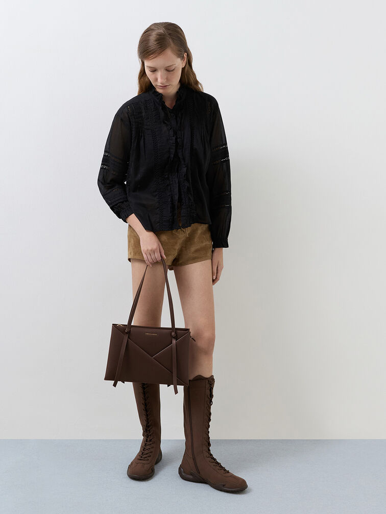 Midori Geometric Tote Bag, Espresso Brown, hi-res