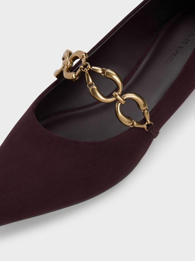 Faux Suede Metallic-Accent Ballet Flats, Burgundy, hi-res