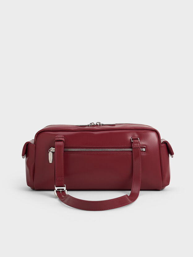 Rachel Multi-Pocket Shoulder Bag, Burgundy, hi-res
