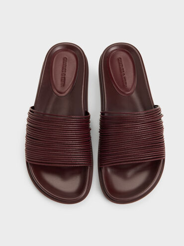 Fianna Strappy Slide Sandals, Burgundy, hi-res