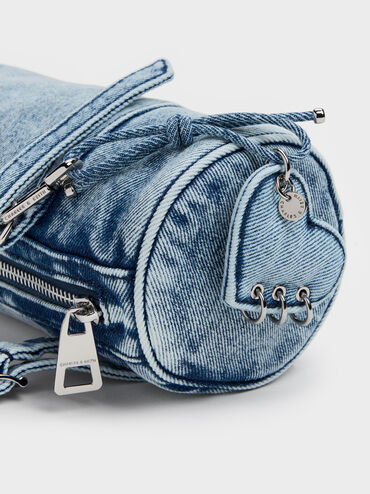 Rey Denim Elongated Shoulder Bag, Denim Blue, hi-res