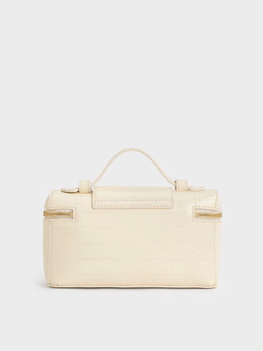 Arwen Croc-Effect Top Handle Vanity Bag, Cream, hi-res