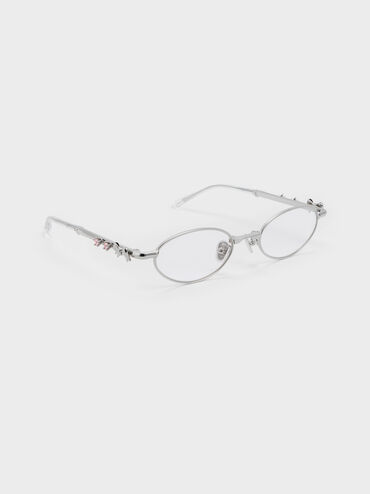 Paige Bow Crystal Clear Sunglasses, Silver, hi-res