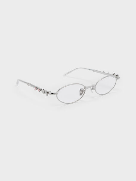 Paige Bow Crystal Clear Sunglasses, Silver, hi-res